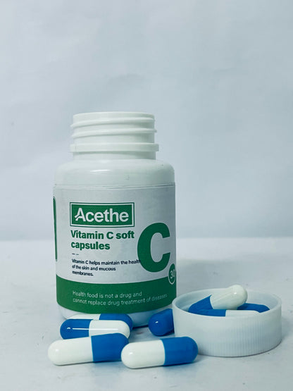 Acethe Vitamin C Soft Capsules, 30 Count - Support Skin & Mucous Membrane Health, Antioxidant, Boost Immunity