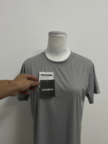 Actalove Men's Grey Vertical Stripe Short-Sleeve T-Shirt - A Daily Choice for Comfort and Texture