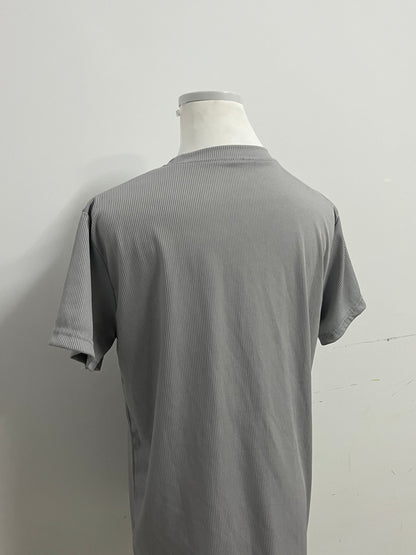 Actalove Men's Grey Vertical Stripe Short-Sleeve T-Shirt - A Daily Choice for Comfort and Texture