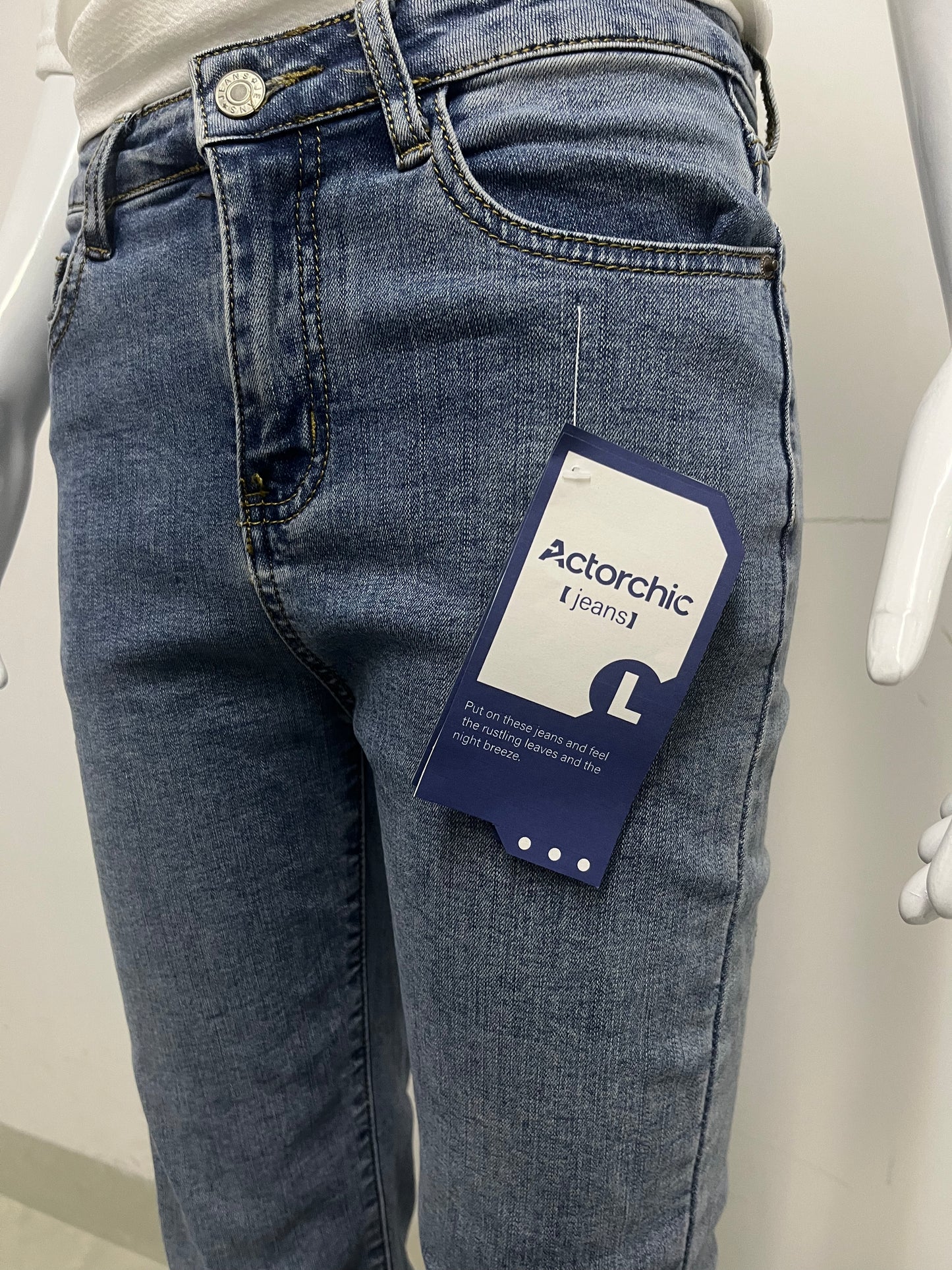 [Actorchic Jeans]——High-Waist Straight-Leg Jeans - Slim-Fit Stretch Pipe Pants
