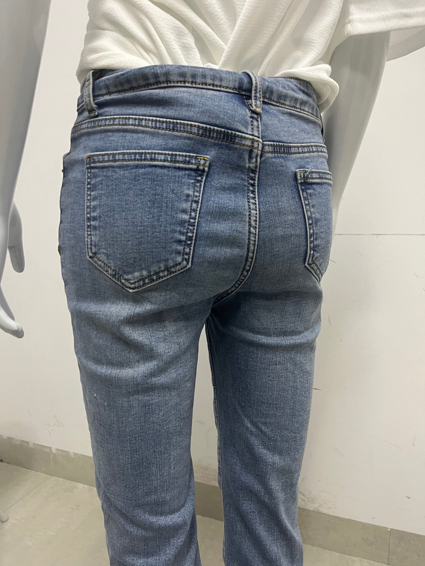 [Actorchic Jeans]——High-Waist Straight-Leg Jeans - Slim-Fit Stretch Pipe Pants