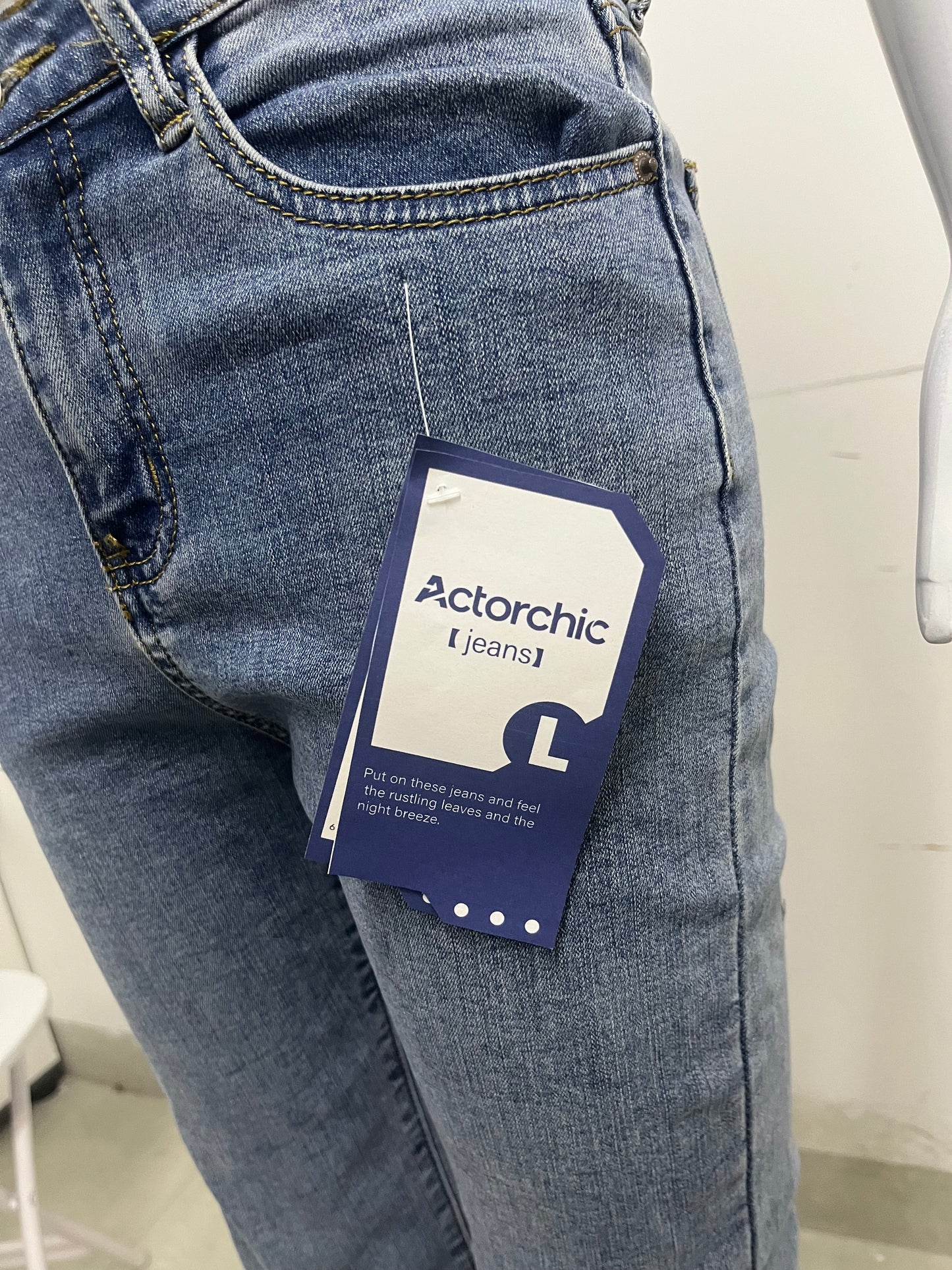 [Actorchic Jeans]——High-Waist Straight-Leg Jeans - Slim-Fit Stretch Pipe Pants