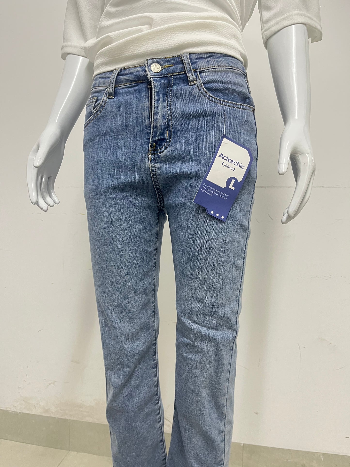 [Actorchic Jeans]——High-Waist Straight-Leg Jeans - Slim-Fit Stretch Pipe Pants