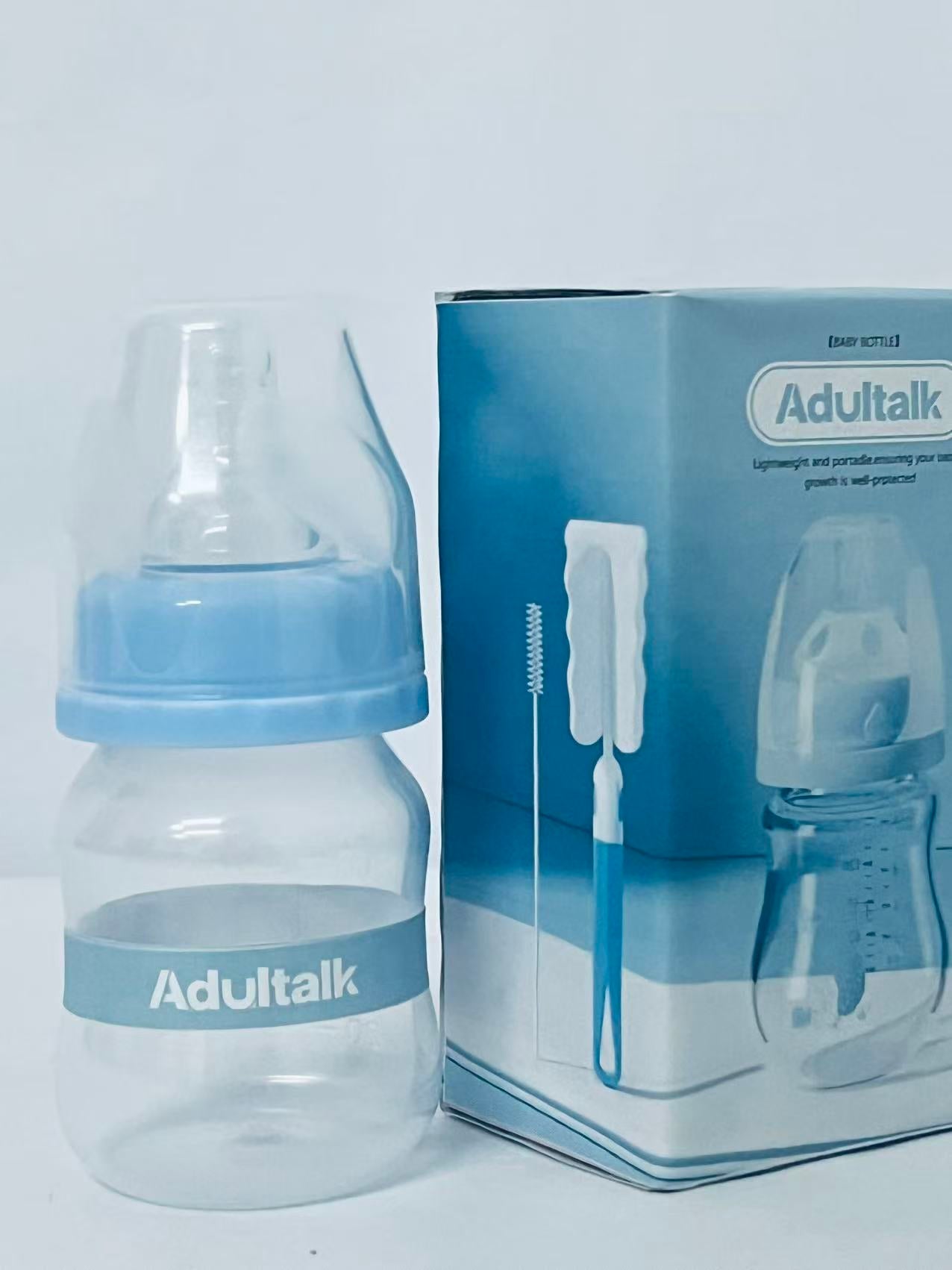 Adultalk- Glass Natural Flow Feeding Baby Bottle,5oz/150ml Anti-Colic Valve with Natural Response Nipple, 3M+, 1 Pack