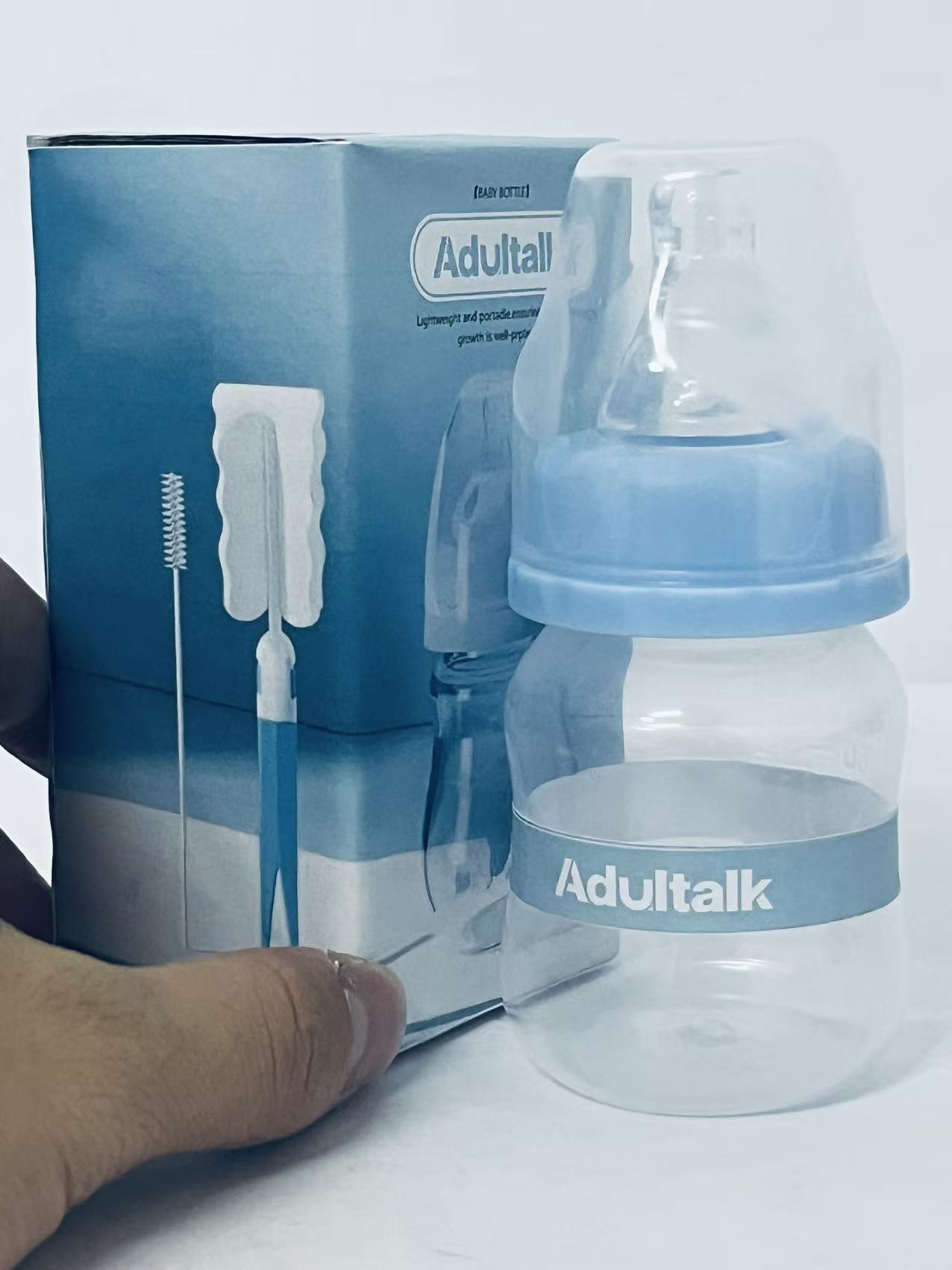 Adultalk- Glass Natural Flow Feeding Baby Bottle,5oz/150ml Anti-Colic Valve with Natural Response Nipple, 3M+, 1 Pack