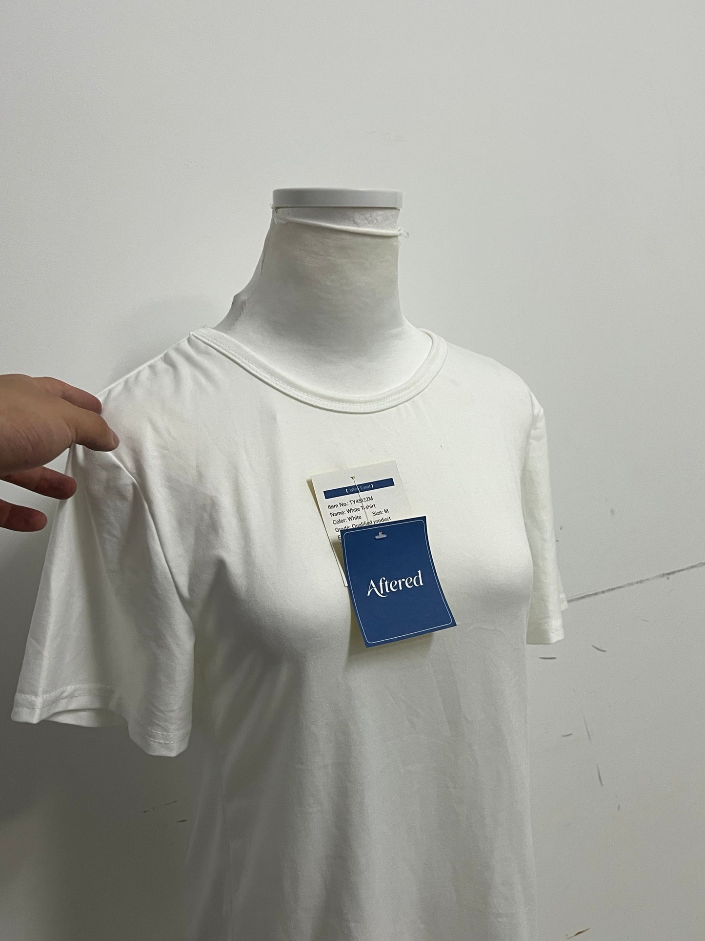 [Aftered Tee-shirts]-Basic Cotton White T-Shirt - Loose-Fit Versatile Crew Neck Short Sleeve