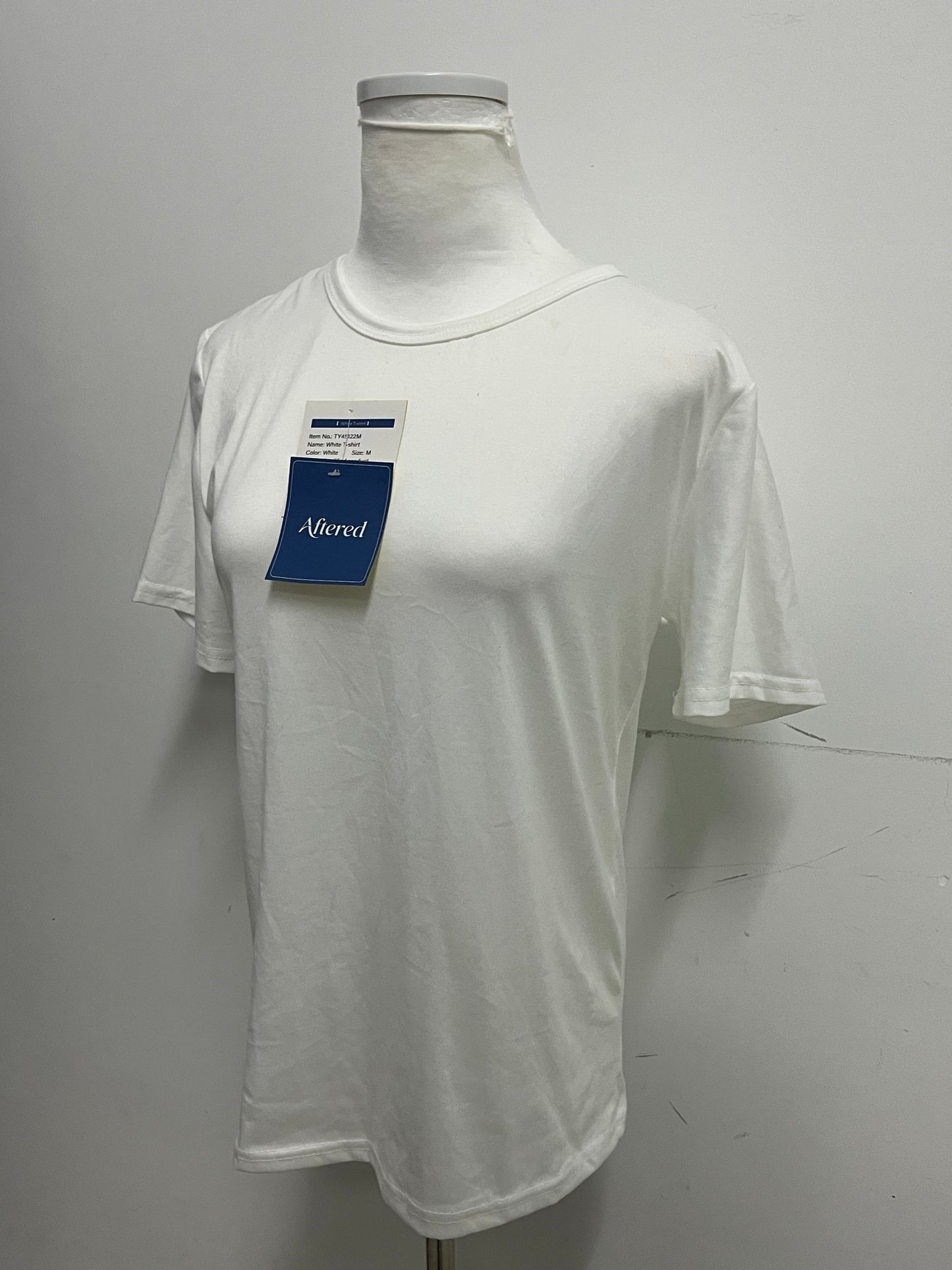 [Aftered Tee-shirts]-Basic Cotton White T-Shirt - Loose-Fit Versatile Crew Neck Short Sleeve