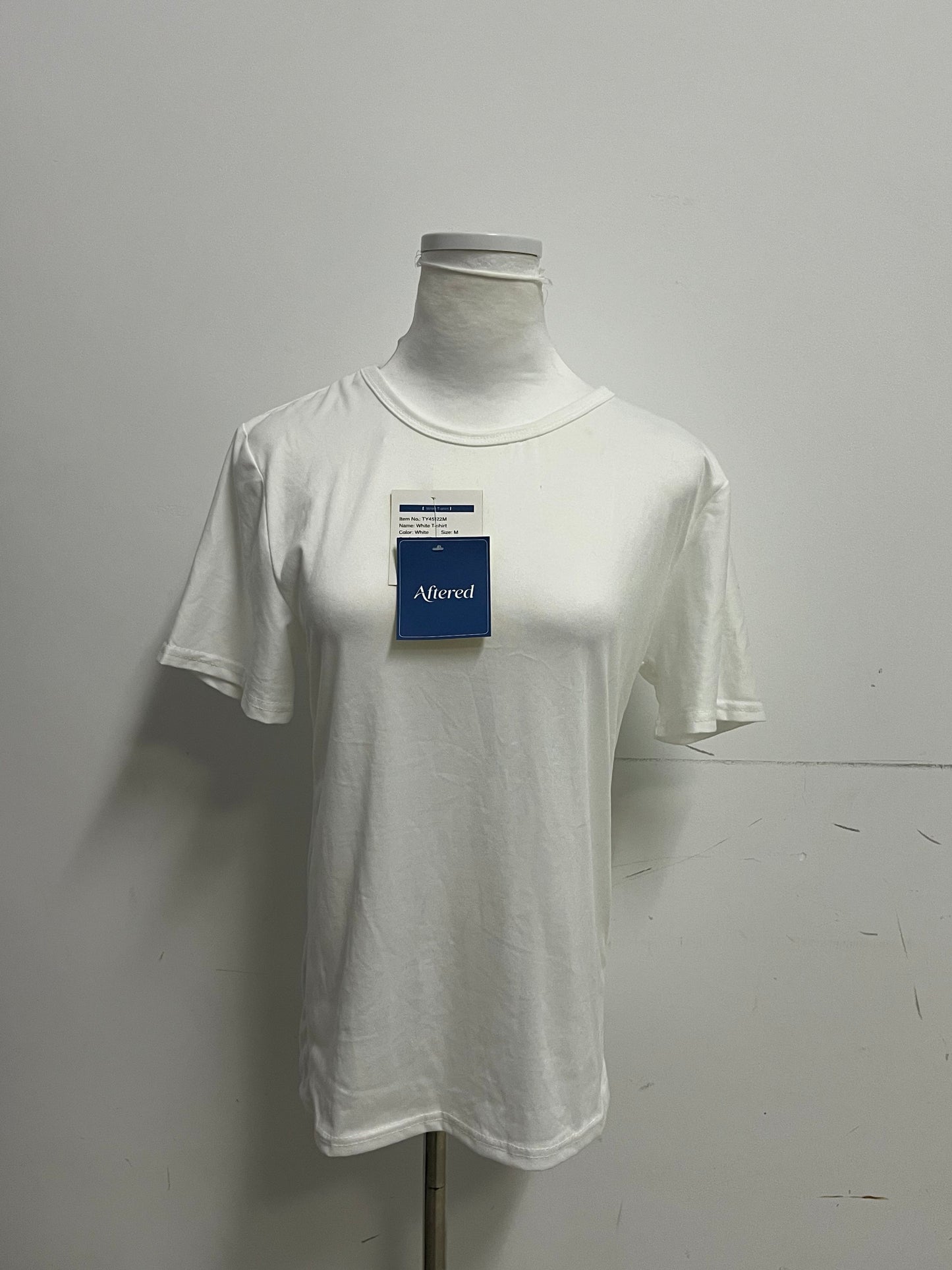 [Aftered Tee-shirts]-Basic Cotton White T-Shirt - Loose-Fit Versatile Crew Neck Short Sleeve