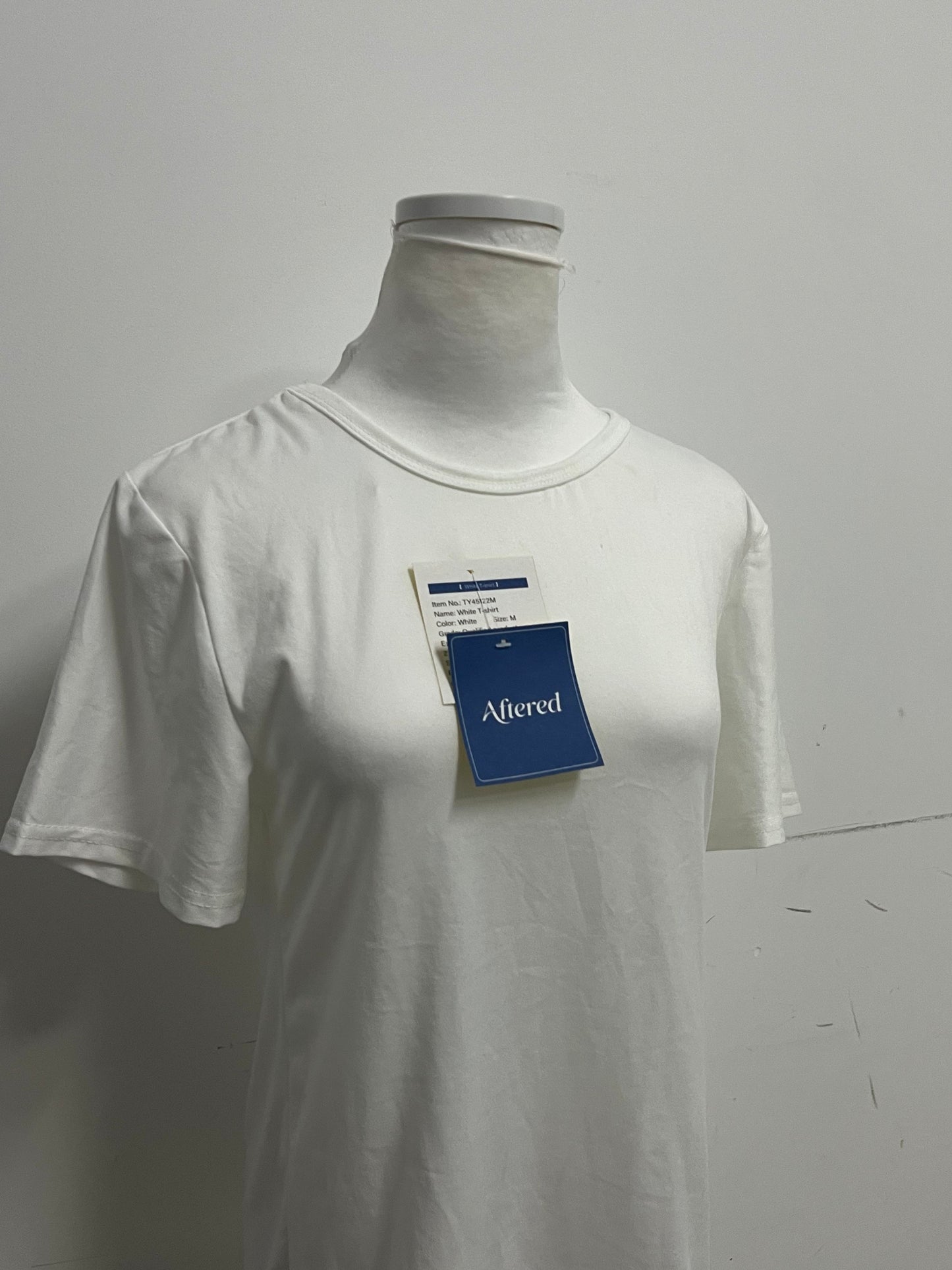 [Aftered Tee-shirts]-Basic Cotton White T-Shirt - Loose-Fit Versatile Crew Neck Short Sleeve