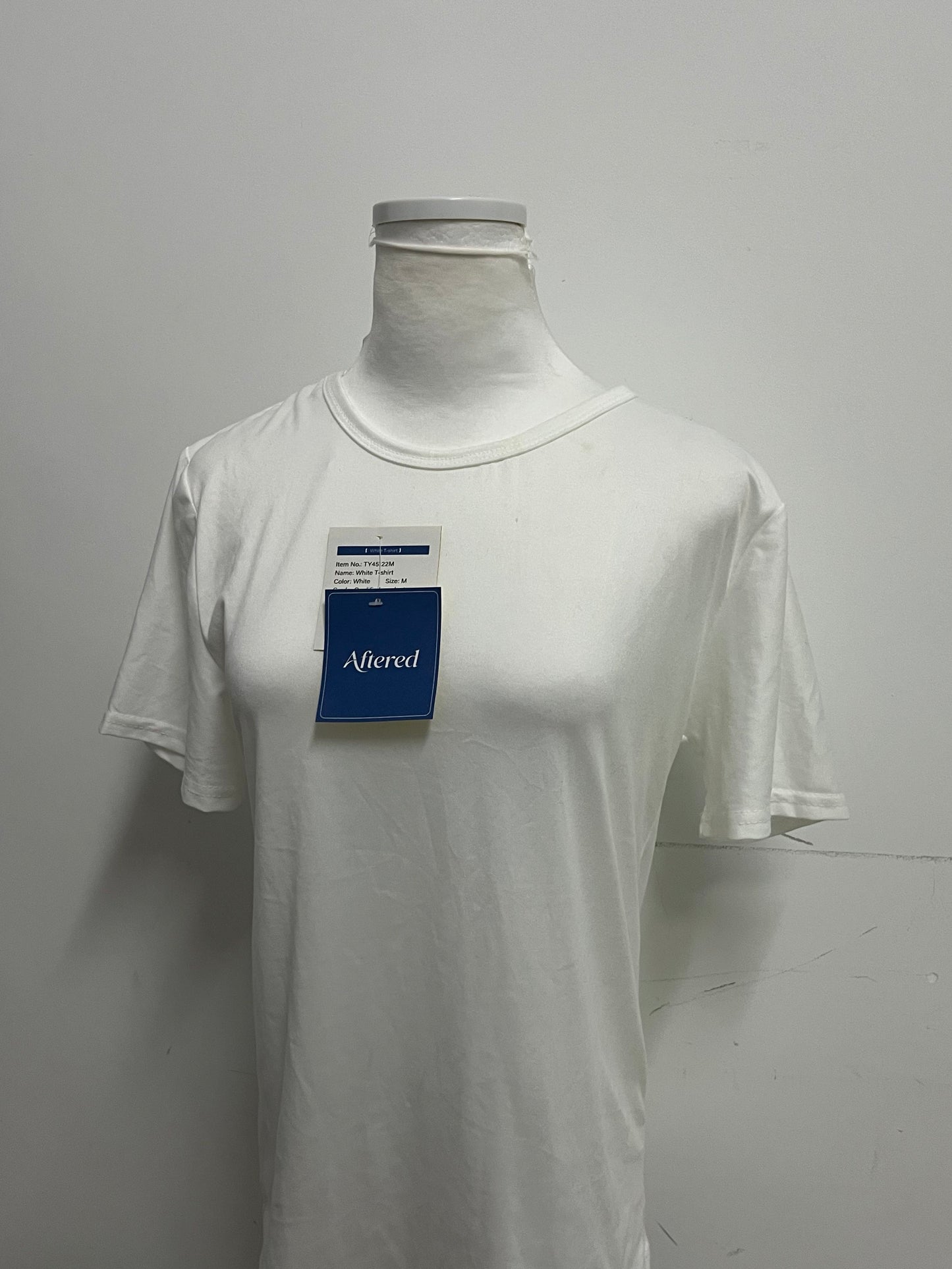 [Aftered Tee-shirts]-Basic Cotton White T-Shirt - Loose-Fit Versatile Crew Neck Short Sleeve