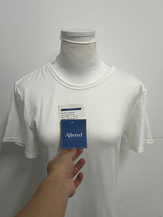 [Aftered Tee-shirts]-Basic Cotton White T-Shirt - Loose-Fit Versatile Crew Neck Short Sleeve