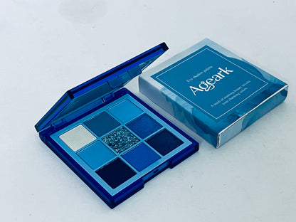 Ageark 9 Colors Blue Eyeshadow Palette, Matte/Shimmer/Glitter Textures, Long-Lasting Pigmented, Perfect for Daily & Party Looks