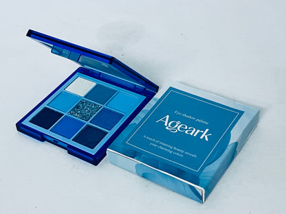 Ageark 9 Colors Blue Eyeshadow Palette, Matte/Shimmer/Glitter Textures, Long-Lasting Pigmented, Perfect for Daily & Party Looks