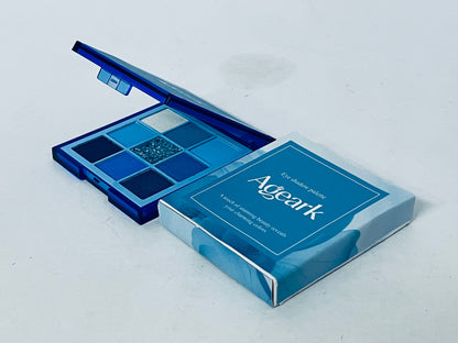 Ageark 9 Colors Blue Eyeshadow Palette, Matte/Shimmer/Glitter Textures, Long-Lasting Pigmented, Perfect for Daily & Party Looks