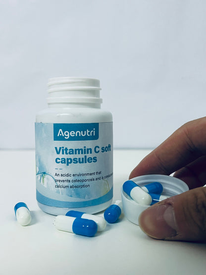 Agenutri Vitamin C Soft Capsules 30-Count Gentle & Easy to Absorb A Daily Supplement for Bone Health & Nutrient Absorption