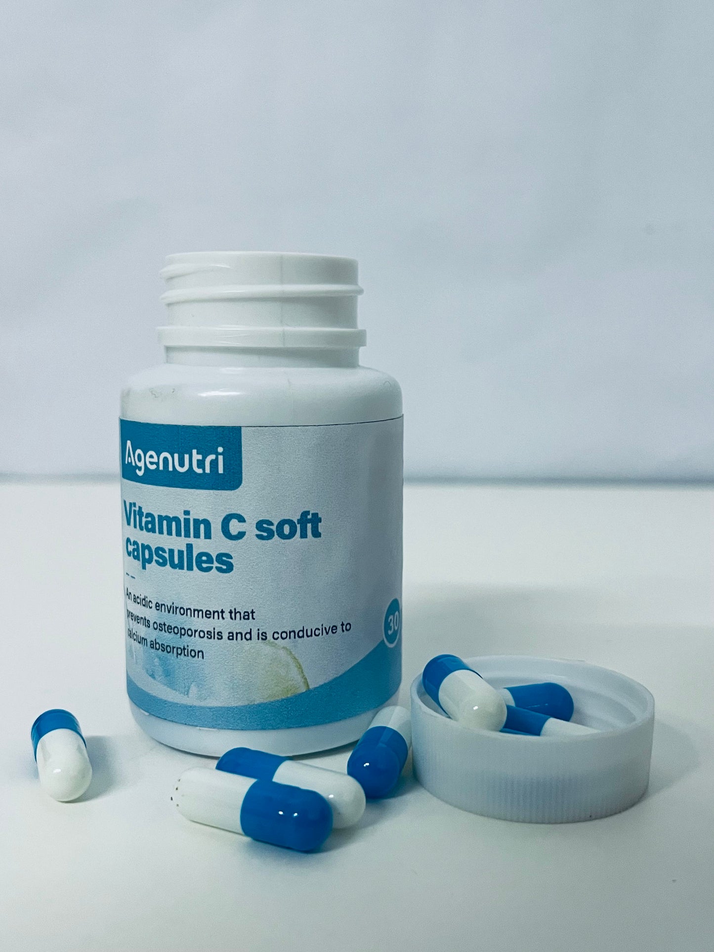 Agenutri Vitamin C Soft Capsules 30-Count Gentle & Easy to Absorb A Daily Supplement for Bone Health & Nutrient Absorption