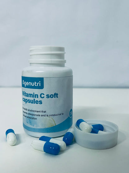 Agenutri Vitamin C Soft Capsules 30-Count Gentle & Easy to Absorb A Daily Supplement for Bone Health & Nutrient Absorption