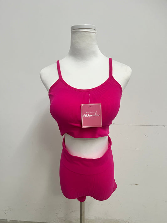 AiJasmine Pink Sportswear Set Skin-Friendly & Slim-Fitting Eye-Catching & Dynamic A Fashionable Choice for Sports and Daily Life