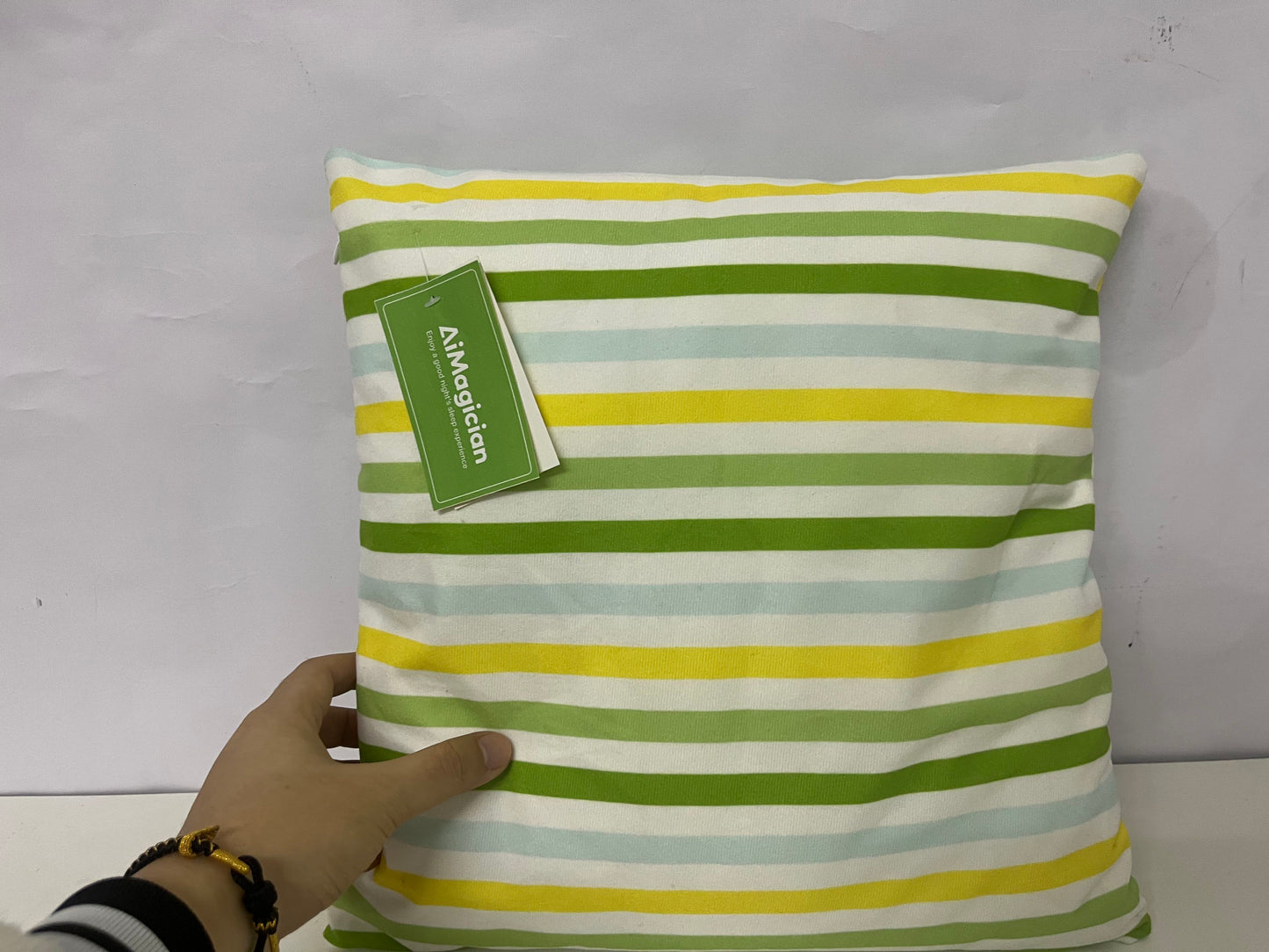 [AiMagician Pillows]——AiMagician Fresh Striped Throw Pillow - 100% Cotton Breathable Sofa Cushion Bed Backrest