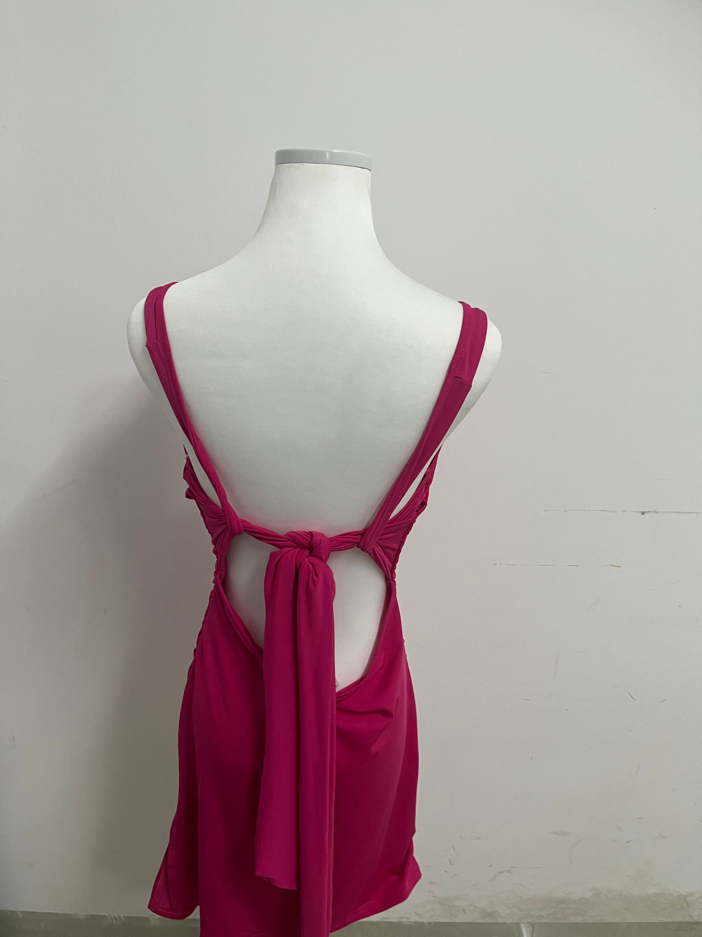 Aifull Magenta Dress - Square Neck Ruched Bodycon for Evening & Casual Style
