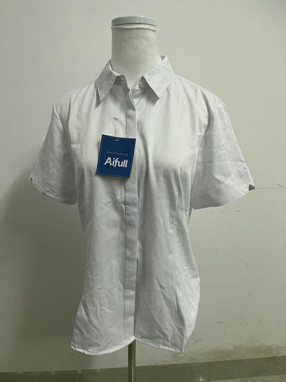 Aifull White Chemise - Short-Sleeve, Tailored Fit for Office & Daily Looks