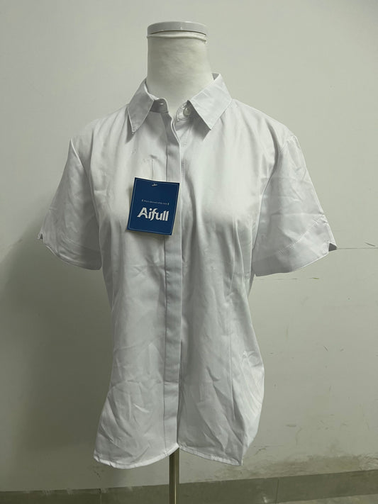 Aifull White Chemise - Short-Sleeve, Tailored Fit for Office & Daily Looks