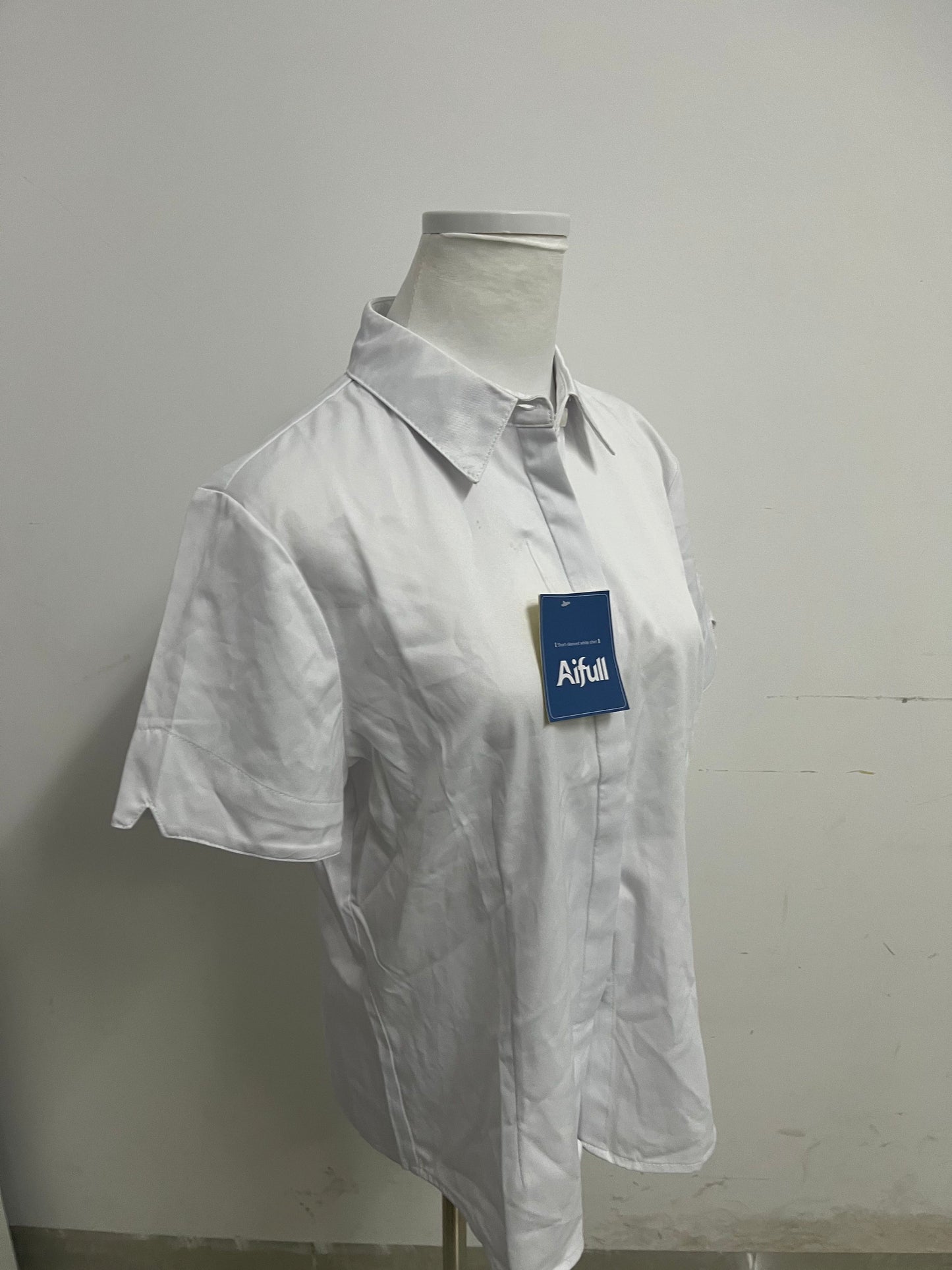 Aifull White Chemise - Short-Sleeve, Tailored Fit for Office & Daily Looks