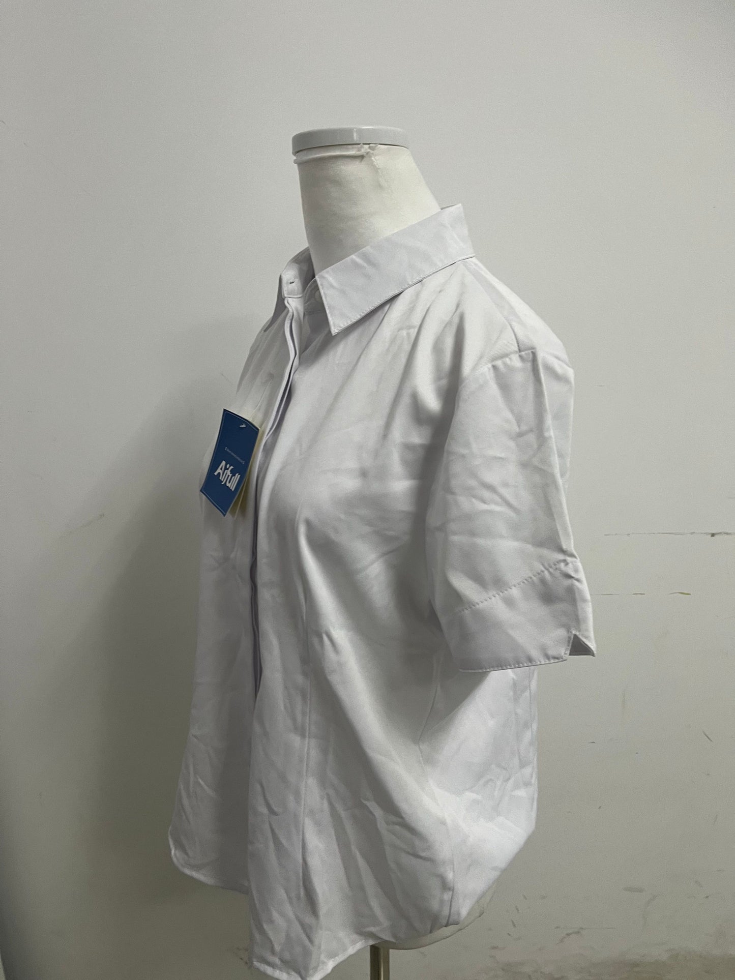 Aifull White Chemise - Short-Sleeve, Tailored Fit for Office & Daily Looks