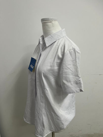 Aifull White Chemise - Short-Sleeve, Tailored Fit for Office & Daily Looks