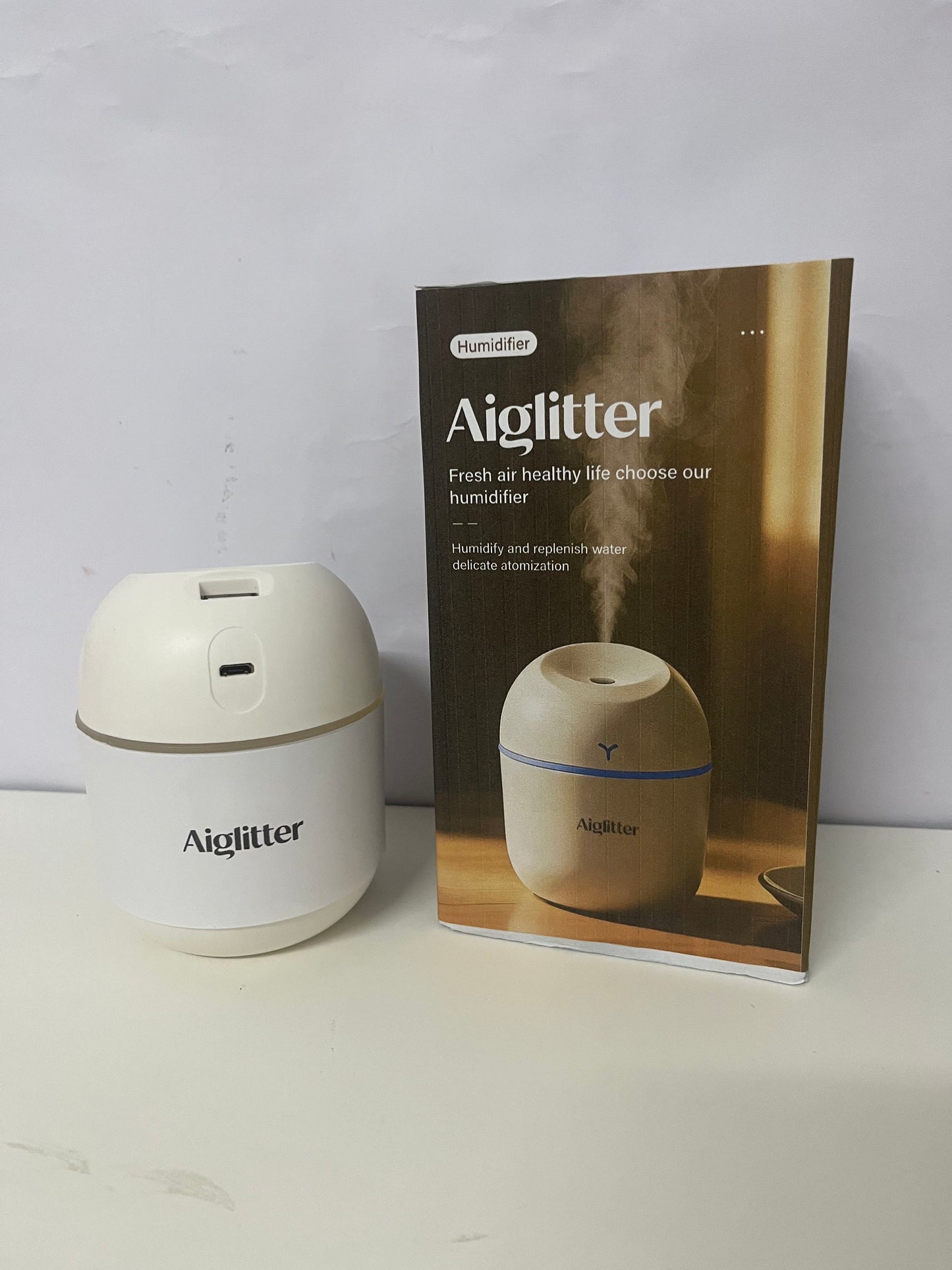 【Aiglitter Humidifiers】——Aiglitter Mini Egg Humidifier - Quiet & Portable, 300ml Desktop Humidifier with Night Light for Bedroom, Office & Car