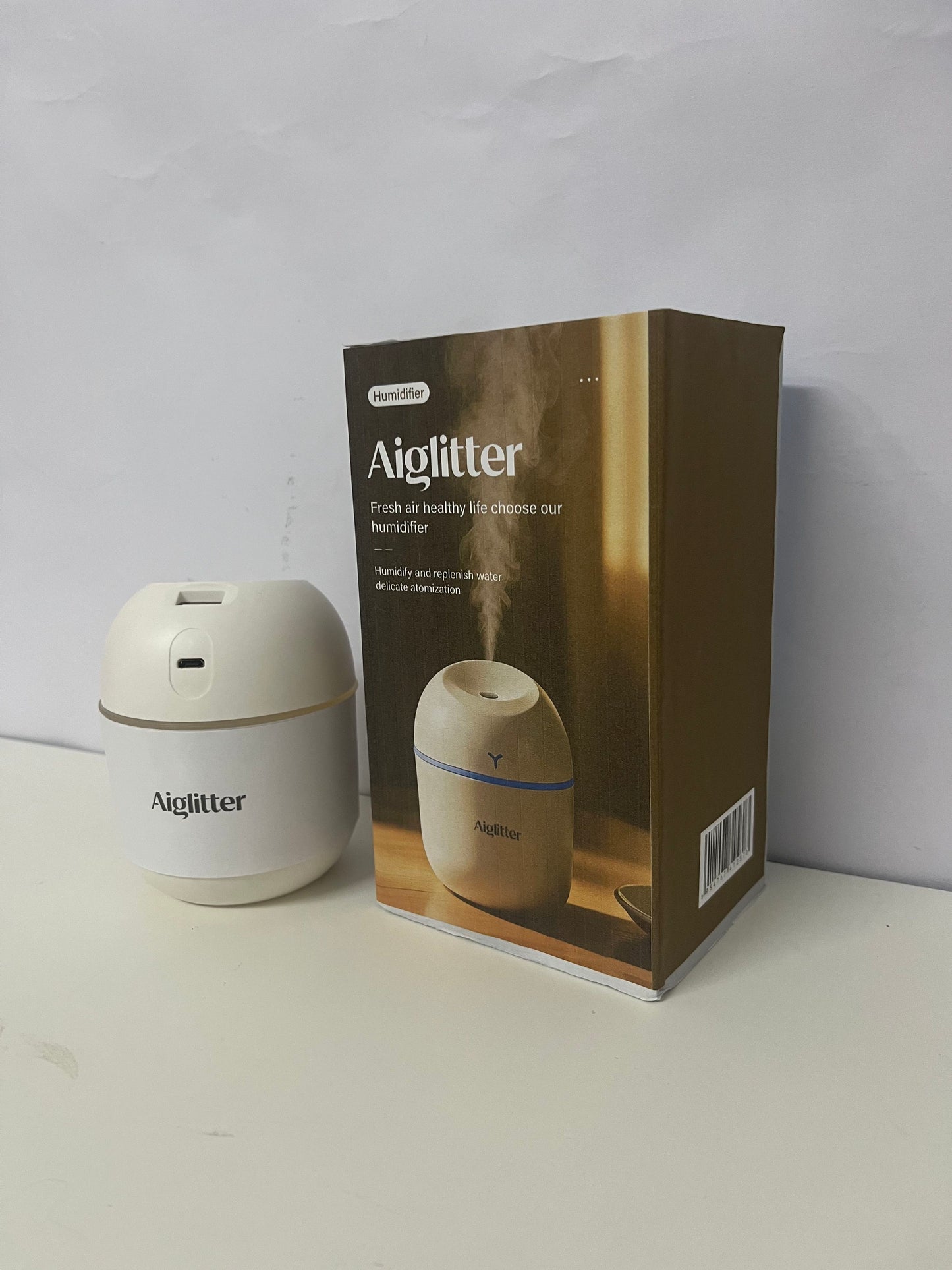 【Aiglitter Humidifiers】——Aiglitter Mini Egg Humidifier - Quiet & Portable, 300ml Desktop Humidifier with Night Light for Bedroom, Office & Car