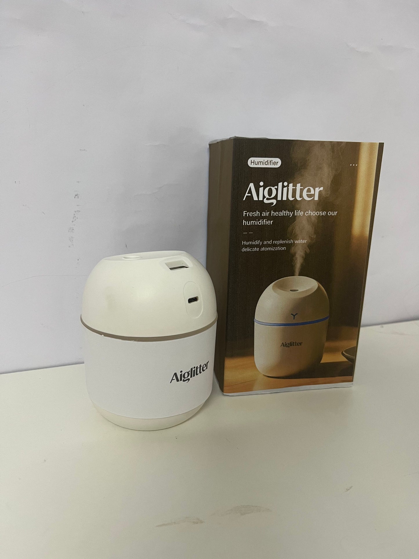 【Aiglitter Humidifiers】——Aiglitter Mini Egg Humidifier - Quiet & Portable, 300ml Desktop Humidifier with Night Light for Bedroom, Office & Car