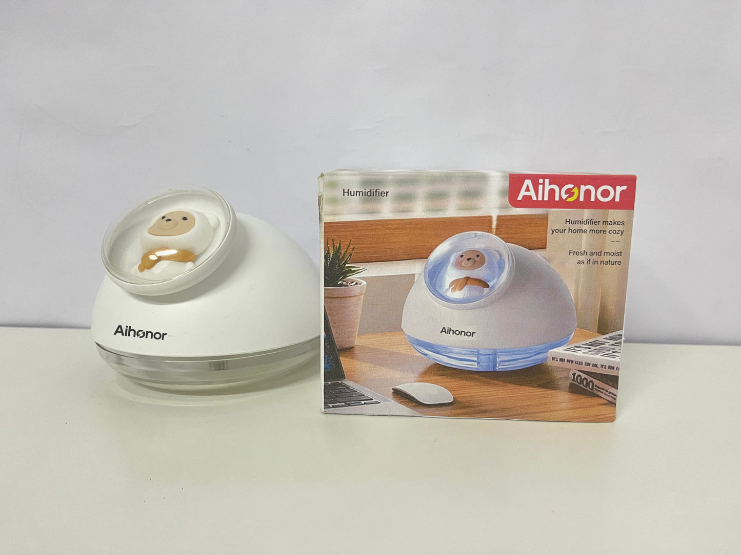 Aihonor Cute Bear Humidifier Silent Hydration Style Fresh Humidification A Lovely Moisturizing Item for Home/Office