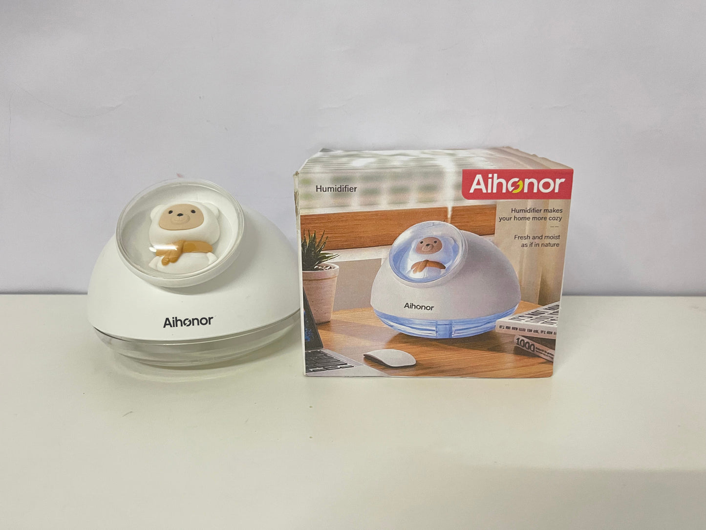 Aihonor Cute Bear Humidifier Silent Hydration Style Fresh Humidification A Lovely Moisturizing Item for Home/Office
