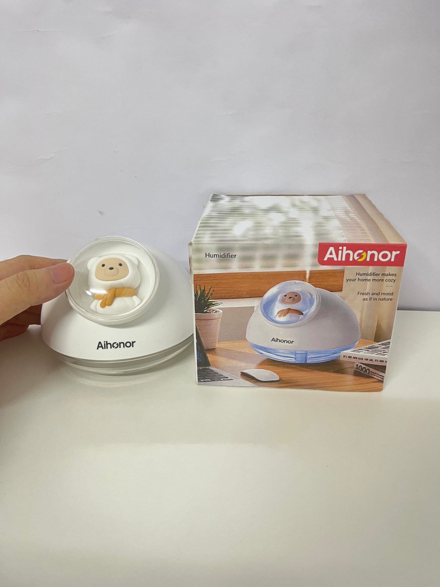 Aihonor Cute Bear Humidifier Silent Hydration Style Fresh Humidification A Lovely Moisturizing Item for Home/Office