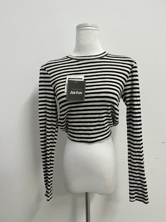 Airfox Tops as clothing Black and White Striped Long - sleeve Top - Classic Never Goes Out of Style, Fashion at Your Fingertips