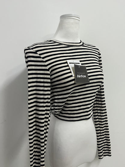 Airfox Tops as clothing Black and White Striped Long - sleeve Top - Classic Never Goes Out of Style, Fashion at Your Fingertips