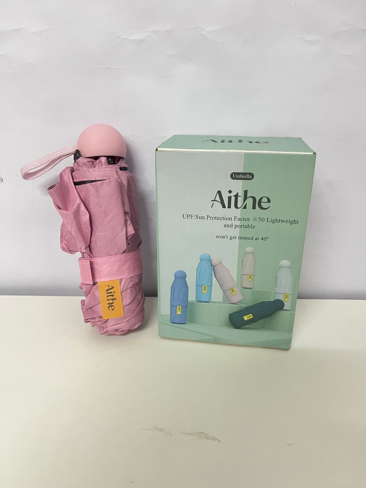 Aithe Pink Mini Umbrella - Compact Portable with UPF 50+ Sun Defense