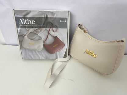 Aithe Ladies' Handbag - Beige with Gold Branding for Fashion-Forward Elegance