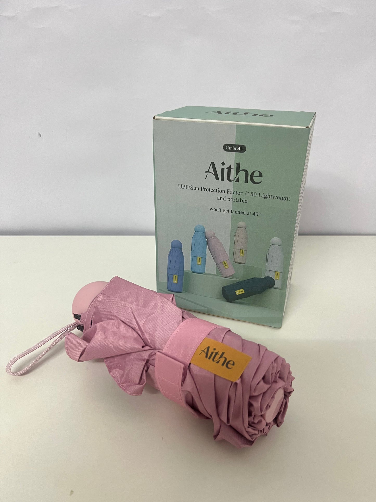 Aithe Pink Mini Umbrella - Compact Portable with UPF 50+ Sun Defense