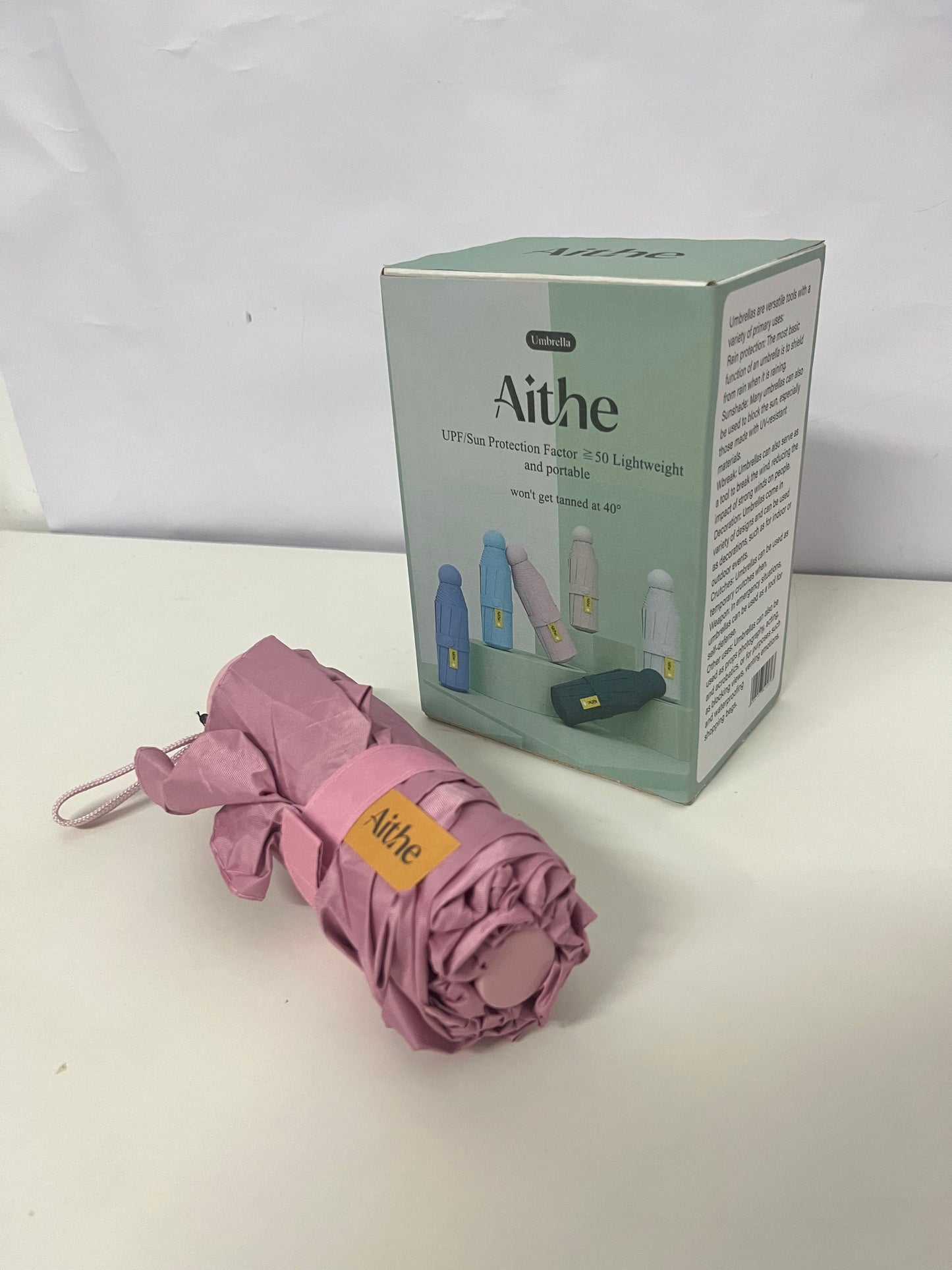 Aithe Pink Mini Umbrella - Compact Portable with UPF 50+ Sun Defense