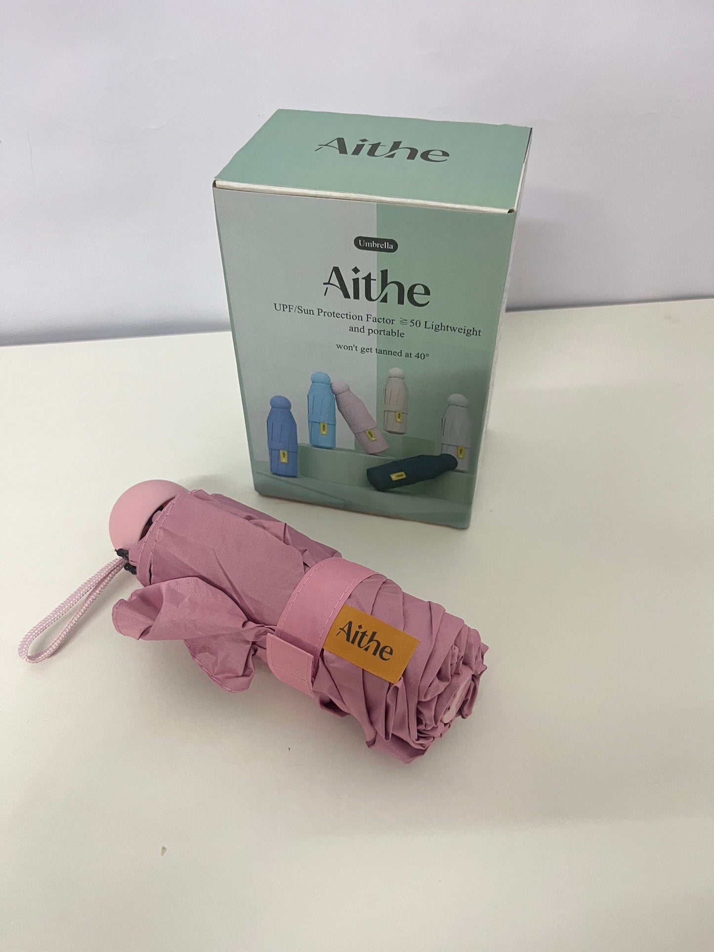 Aithe Pink Mini Umbrella - Compact Portable with UPF 50+ Sun Defense