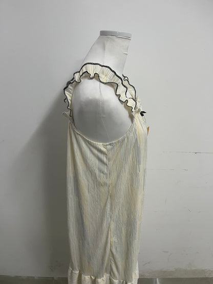 Albart Beige Loungewear Dress - Sleeveless Nightgown with Ruffled