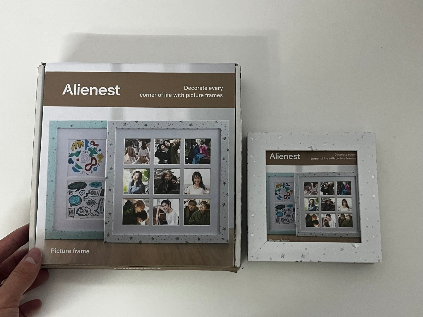 [Alienest Picture frames]——Alienest Starlight Collage Picture Frame - 9-Grid DIY Photo Wall Desktop Decor Frame