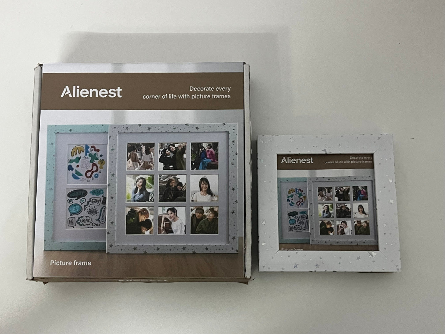 [Alienest Picture frames]——Alienest Starlight Collage Picture Frame - 9-Grid DIY Photo Wall Desktop Decor Frame