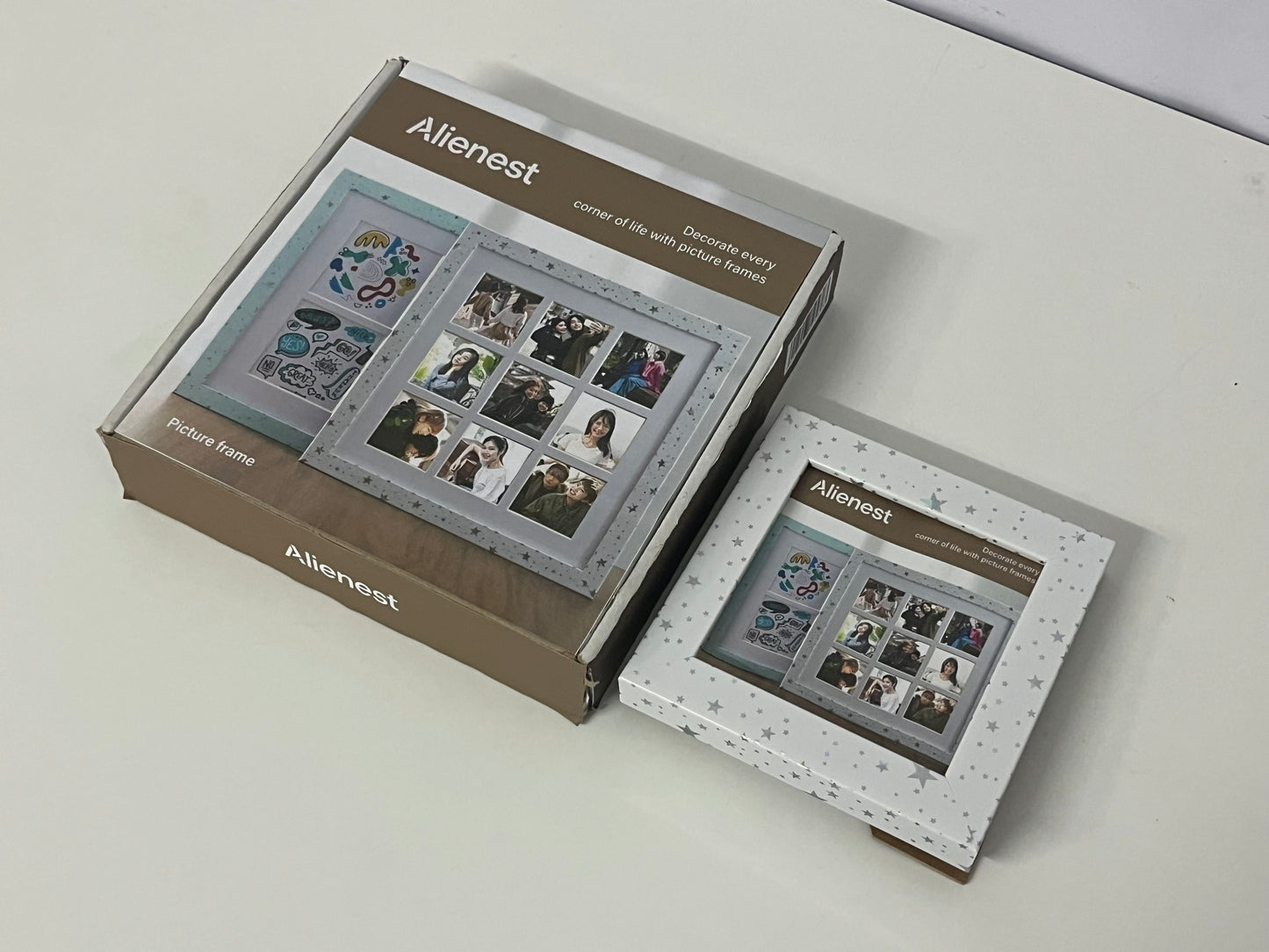 [Alienest Picture frames]——Alienest Starlight Collage Picture Frame - 9-Grid DIY Photo Wall Desktop Decor Frame