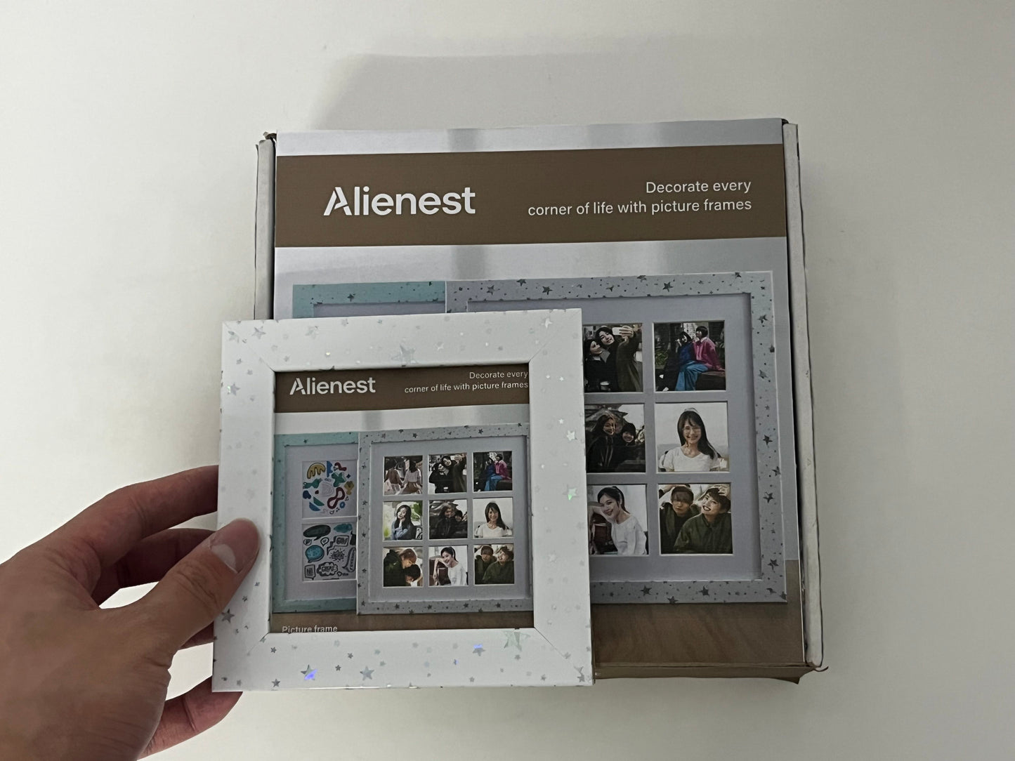 [Alienest Picture frames]——Alienest Starlight Collage Picture Frame - 9-Grid DIY Photo Wall Desktop Decor Frame