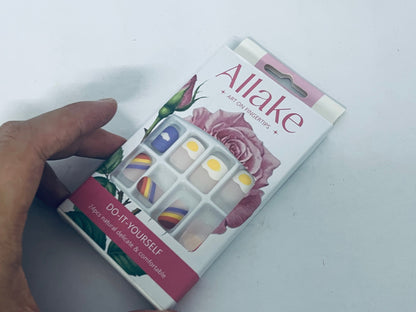 Allake False nails Semi Cured Gel Nail Strips Works with Any Nail Lamps, Salon-Quality, Long Lasting, Easy to Apply & Remove
