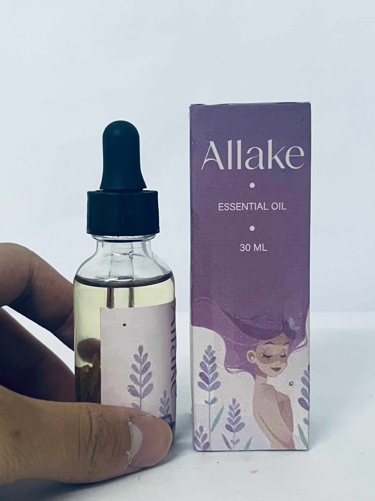 Allake Ethereal oils 30ml Pure Lavender & Sweet Almond Oil for Hair, Nails & Body Nourishing Body Oil After Shower Perfume Oil for Skin Volumizing Lavender Essential Oils for Women Organic Dry Body Oil.