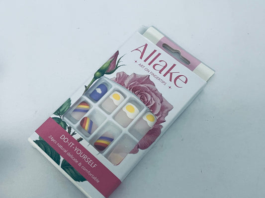 Allake False nails Semi Cured Gel Nail Strips Works with Any Nail Lamps, Salon-Quality, Long Lasting, Easy to Apply & Remove